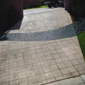 Stamped Concrete Patio - 12" Grouted Limestone Tile